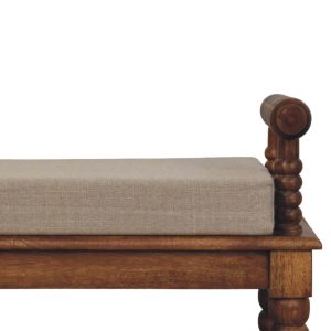 Amber Oak Mud Linen Bench