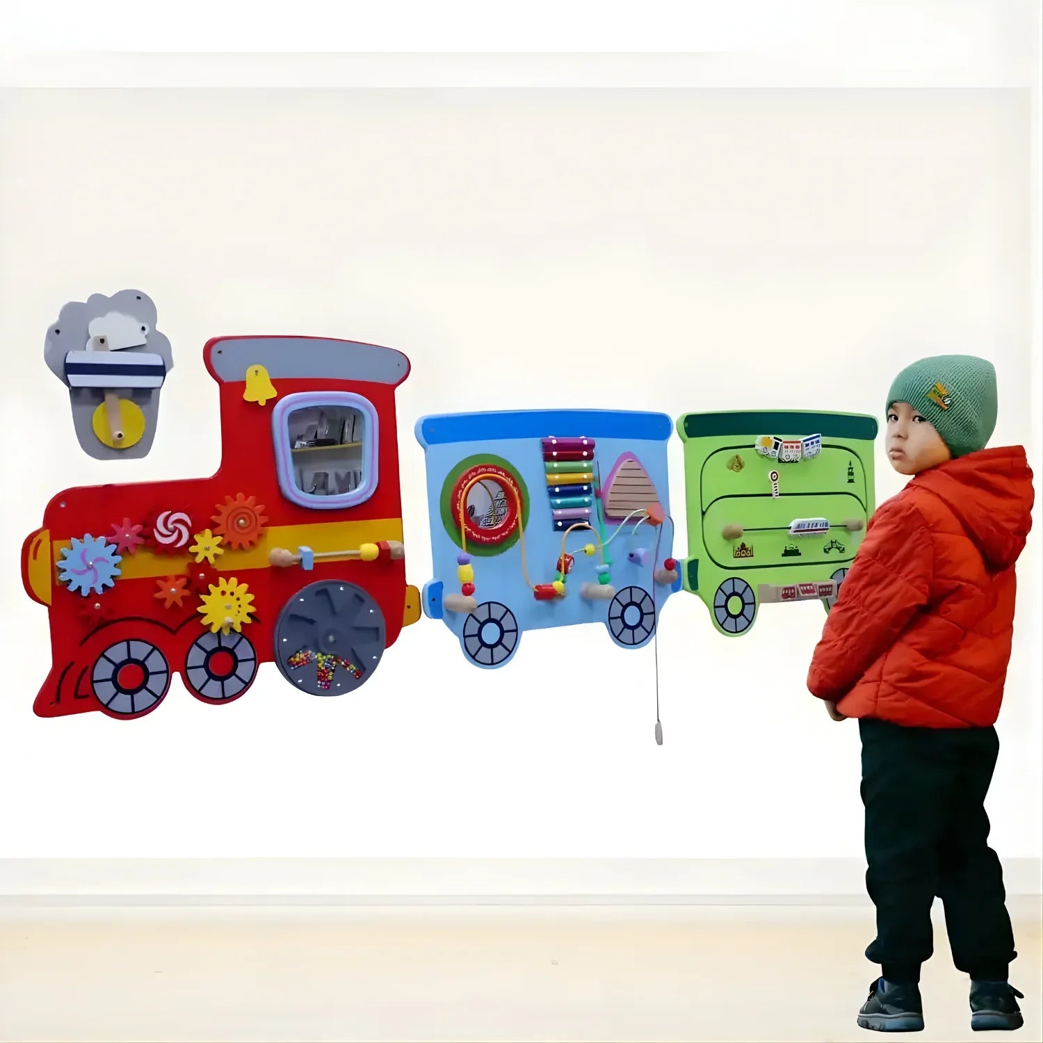 Elegant Creativity Wall Toy Train with Motor Skill Development (Set of 3)