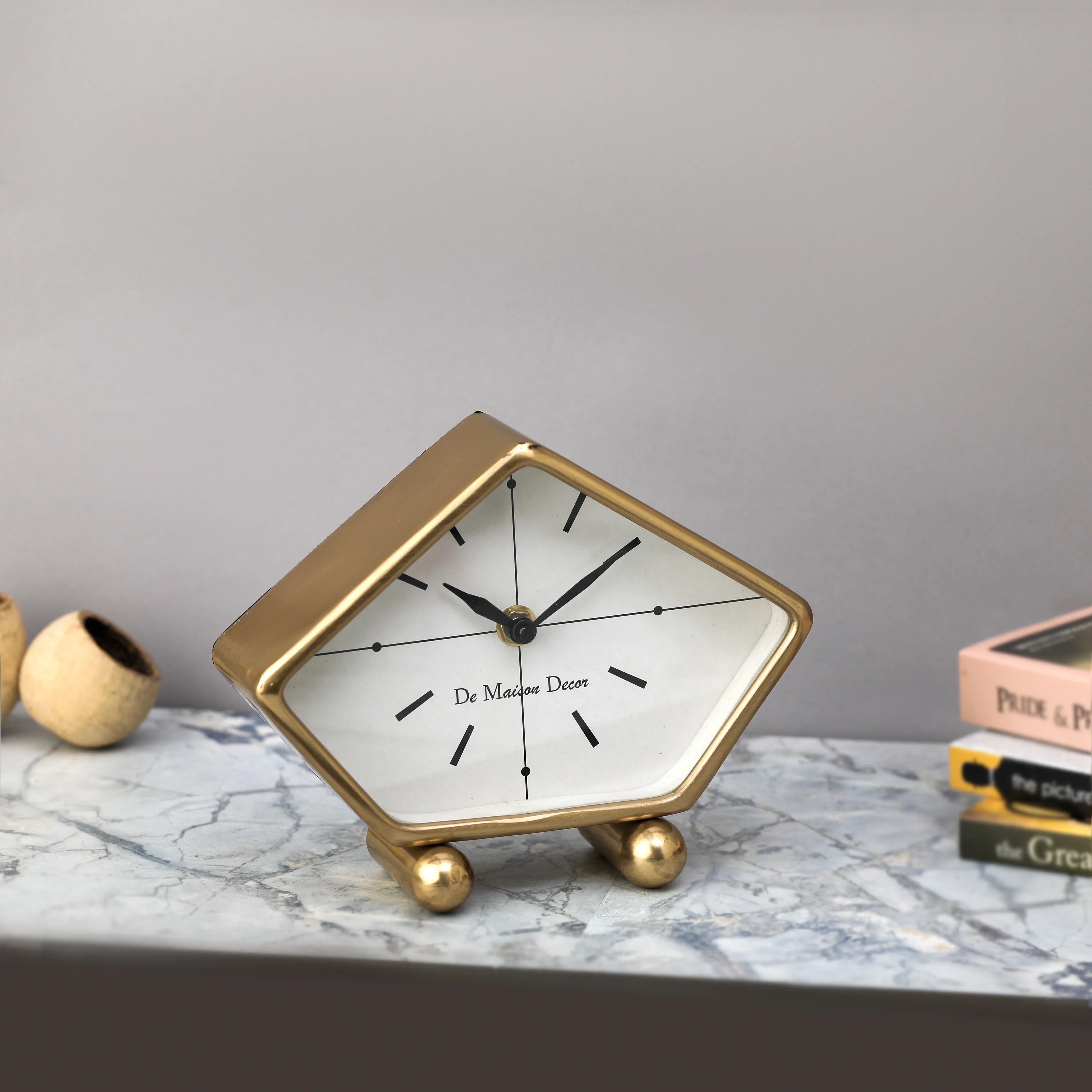 Penta Time Gold Table Clock