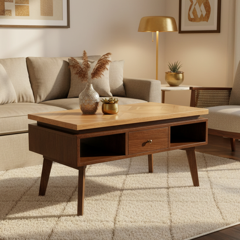 Classic Grey Granary Solid Wood Coffee Table | Center Table for Living Room