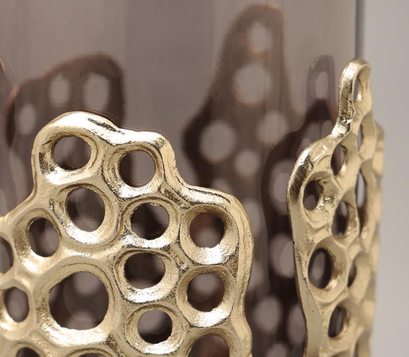 Celestial Vase | Gold Finished with Black Luster Glass