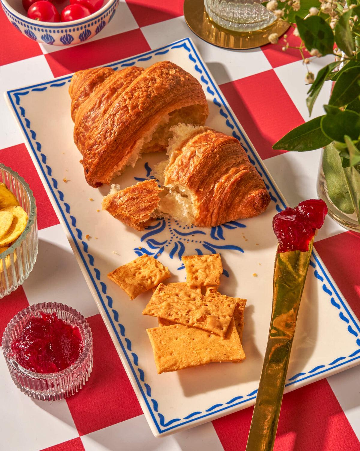 Porcelain Tamale Platter | Elegant Blue Snacks Serving Tray for Parties & Dining | Premium Ceramic Platter -1Pc