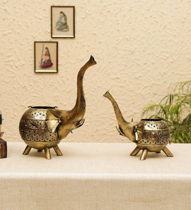 Elephant Tealight Trunk for Table Decor | Decorative Showpiece