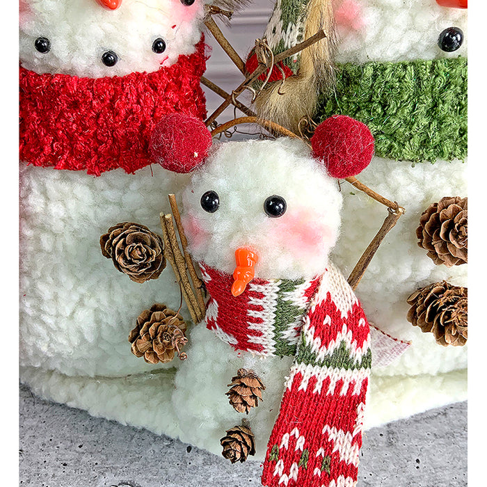 Plush Snowman Trio Family Christmas Décor for Home and Office