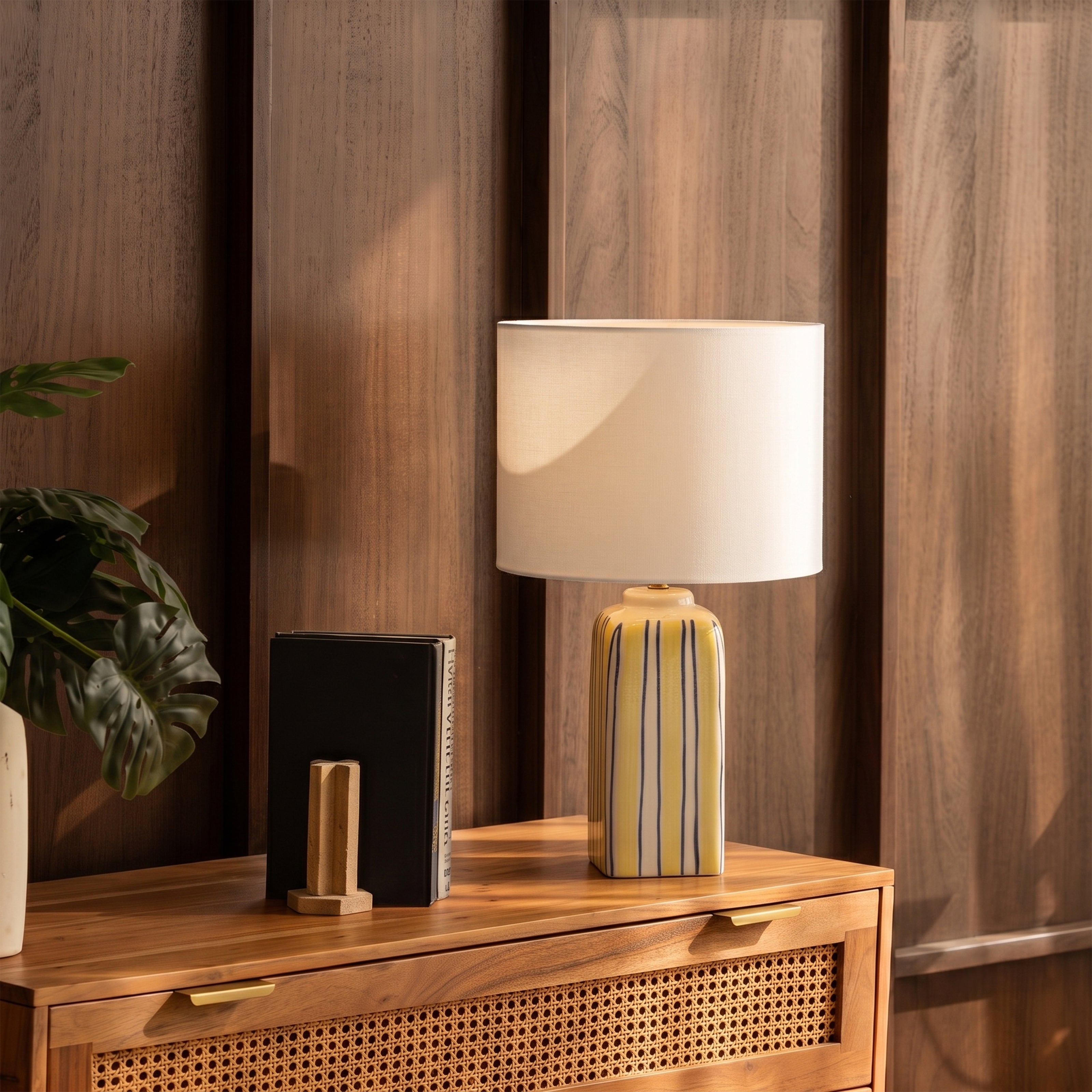 Ravello Table Lamp | Ceramic Bedside Table Lamp with Cotton Fabric Shade