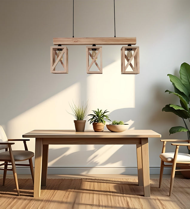 Symmetric Wooden 3 Series Hanging Lamp