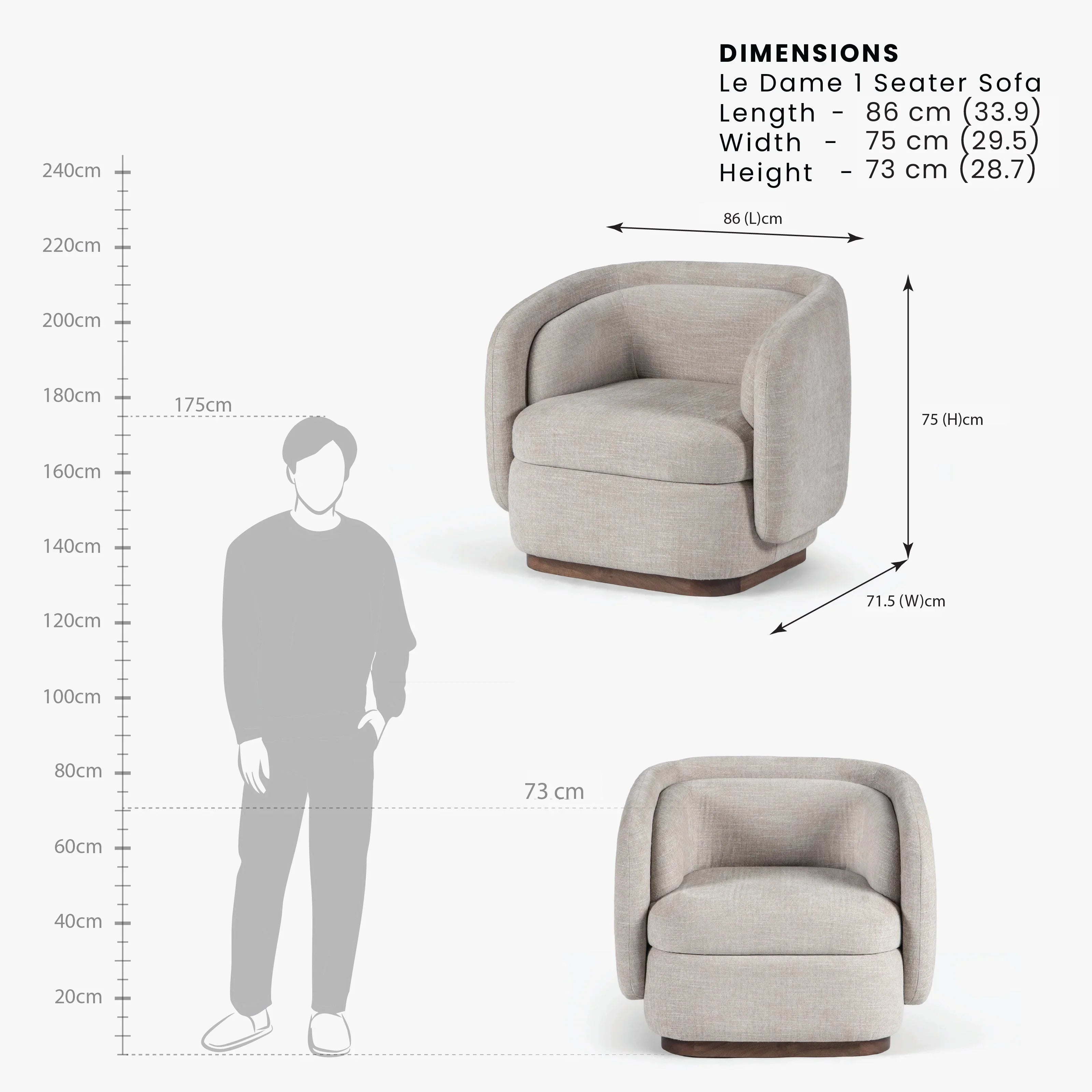 Le Dame 1 Seater Sofa