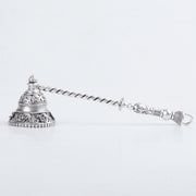 Silver Plated Brass Ornate Candle Snuffer | Luxury Filigree Bell Snuffer With Twisted Handle