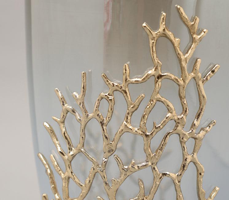Gold Coral Vase for Living Room or Table Decor