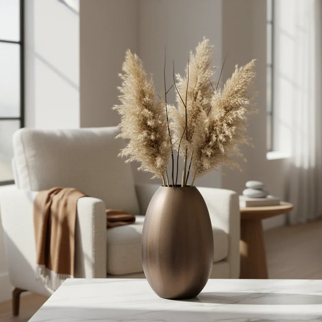 Emberform Sculpted Glass Decorative Vase – Modern Textured Accent Centerpiece