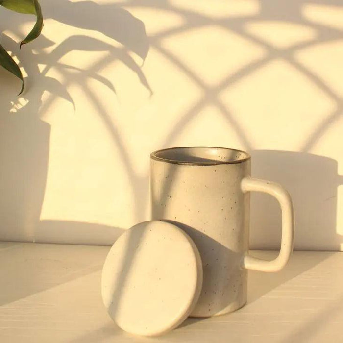 Grey Ceramic Mug with Lid