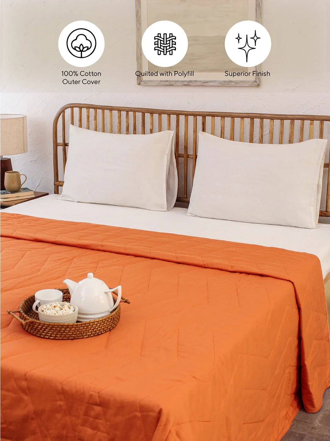 Karanji Bedcovers In Orange Colour