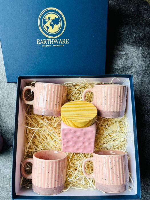 Pink Shade Hamper | Tea Cups Set & Cookie Jar with Gift Box