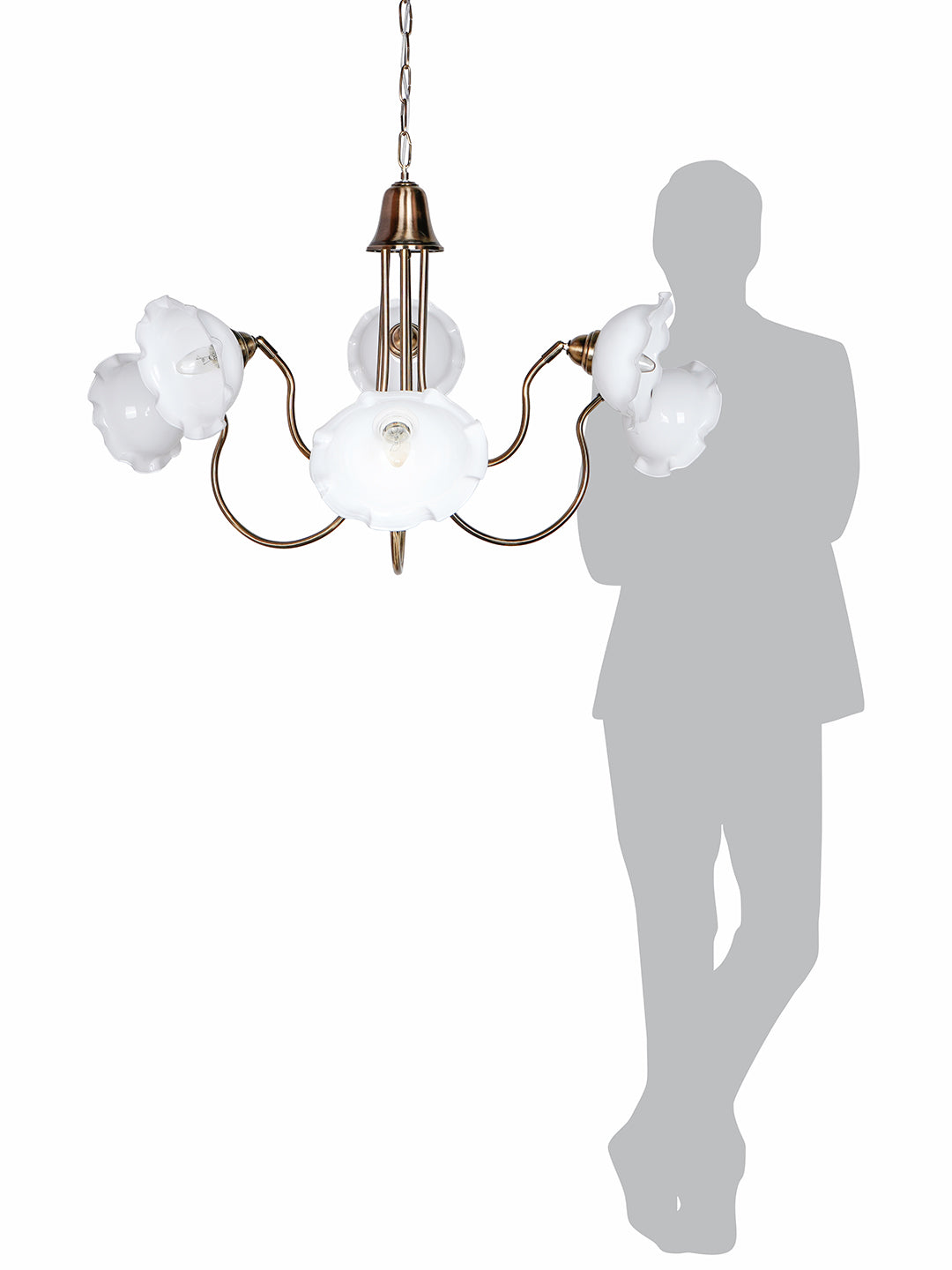 Adjustable Transitional Chandelier | 6-Light in White Frilled Glass