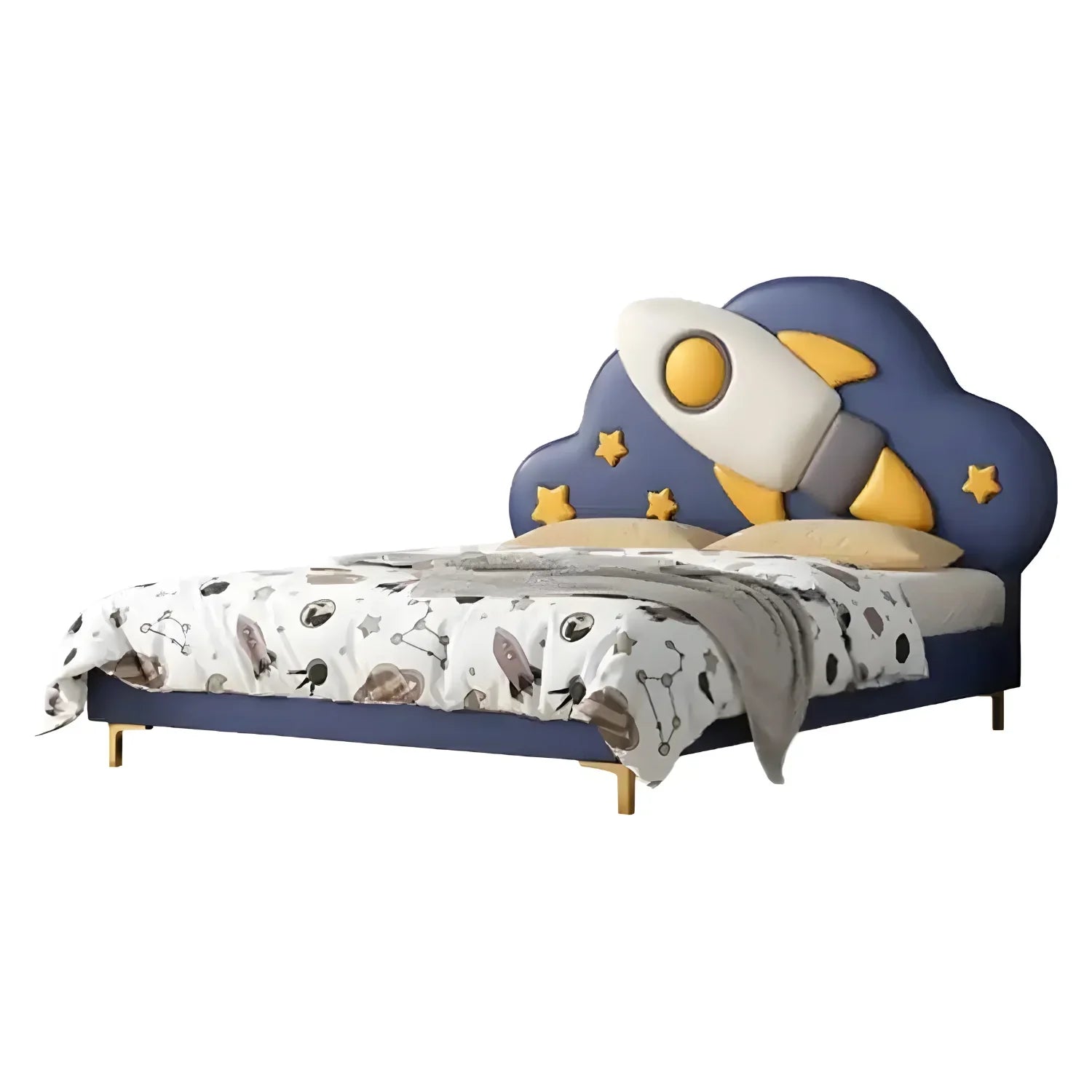Modern Elegant Rocket Design Queen Size Bed for Children