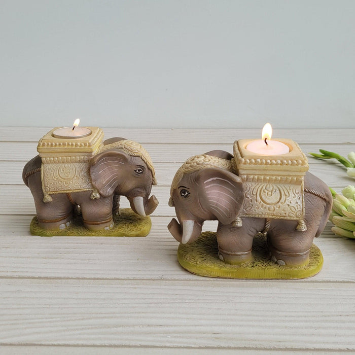 Crafted Elephant Tealight Holder Set of 2