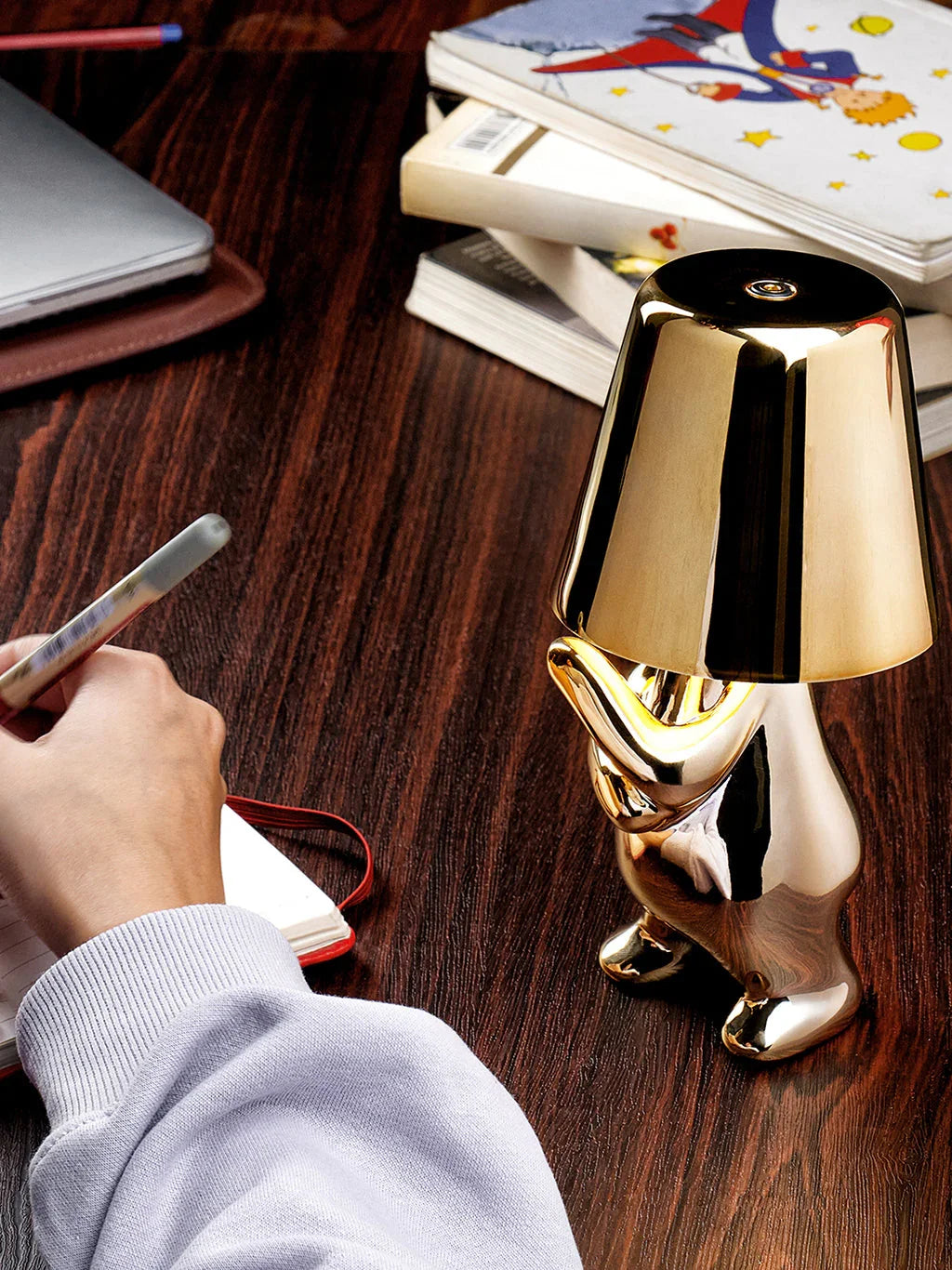 Zoid Cordless Rechargeable LED Table Lamp for Living Room | Gold Resin Mood Light Lamp