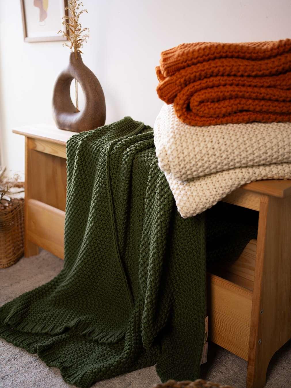 Alpine Cotton Knitted Throw | Soft Sofa & Bed Throw for Living Room & Bedroom