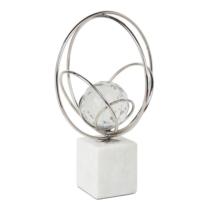 Elysian Rings Crystal Ball Sculpture