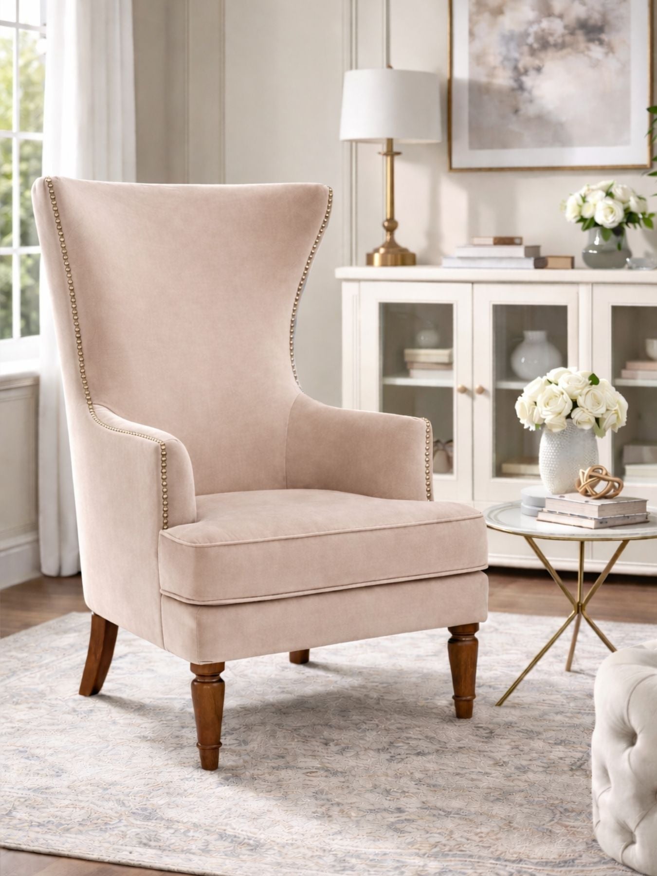 Elysian Velvet Wingback Accent Chair