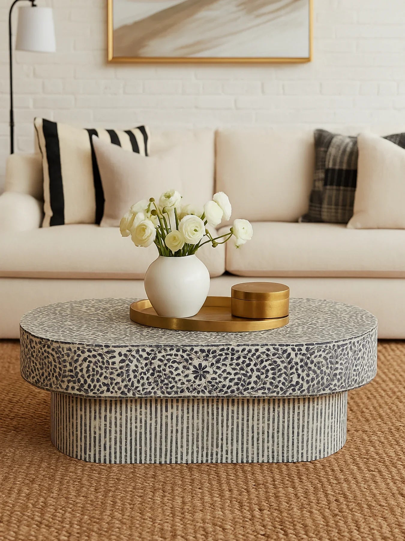 Inlay Oval Shape Coffee Table - Sunstrike