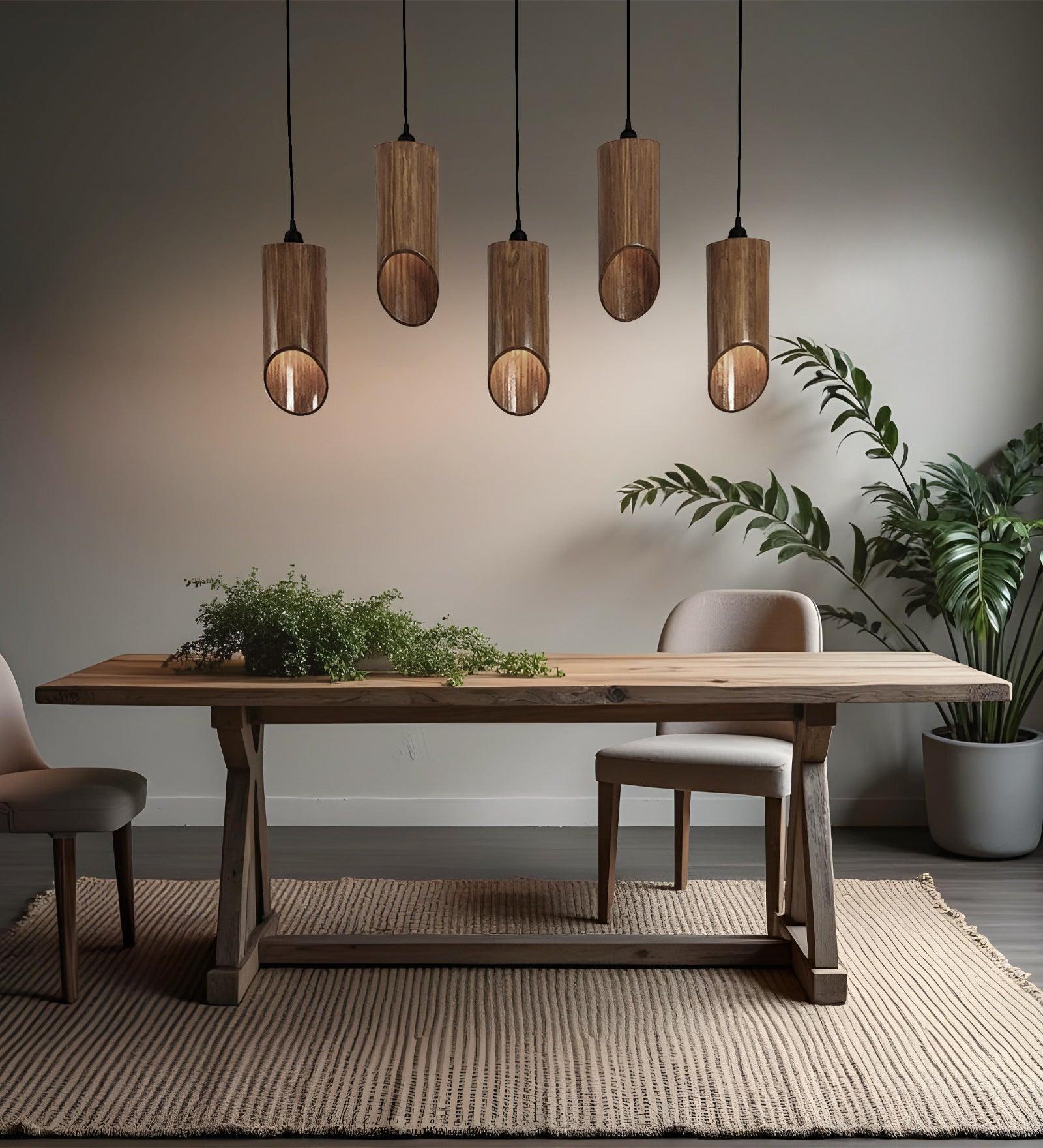 Cedar Brown Wooden 5 Series Hanging Lamp