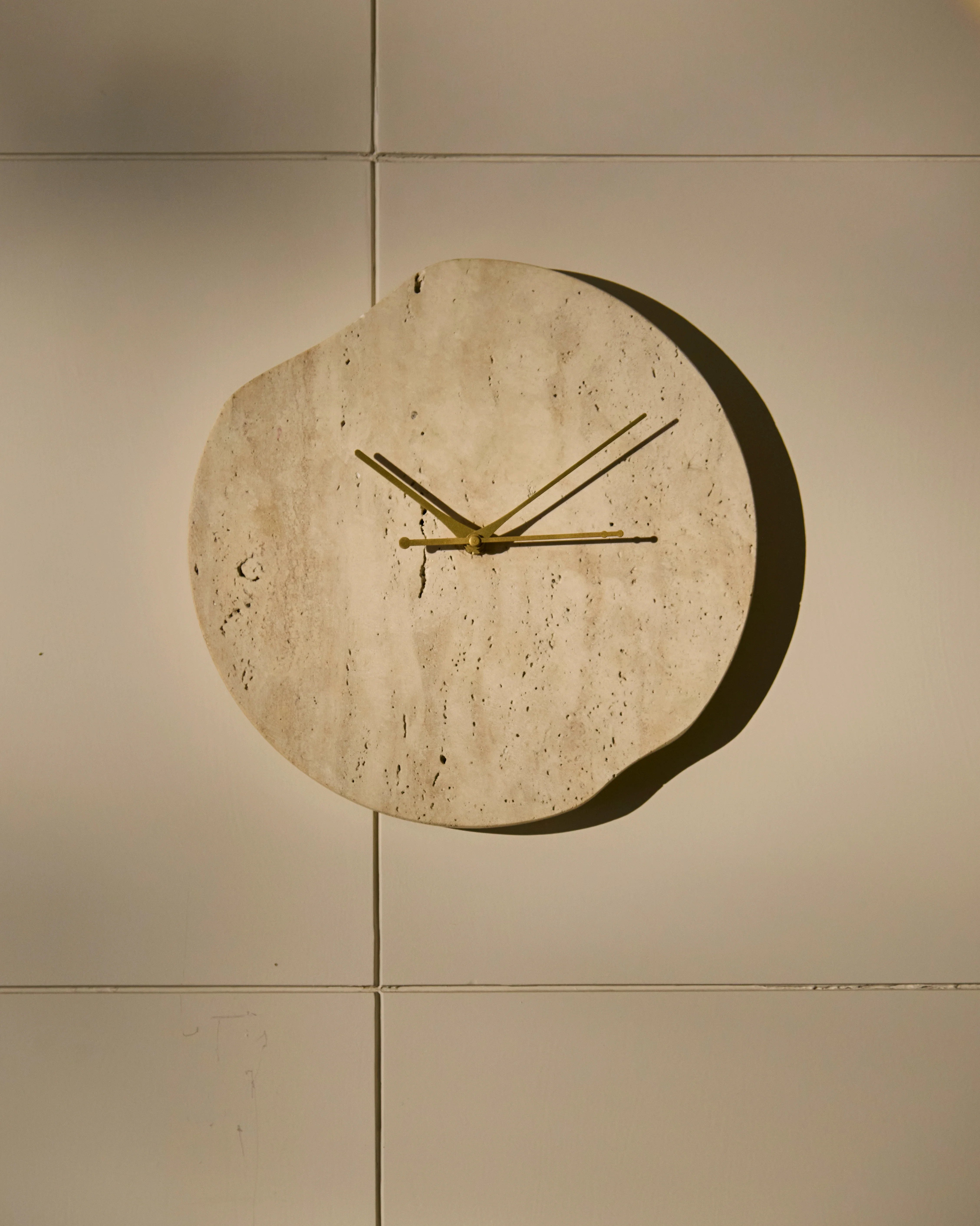 Tilt - Travertine Wall Clock