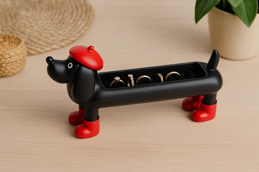 Resin Dog-Shaped Ring Organizer |,Jewelry Holder for Rings
