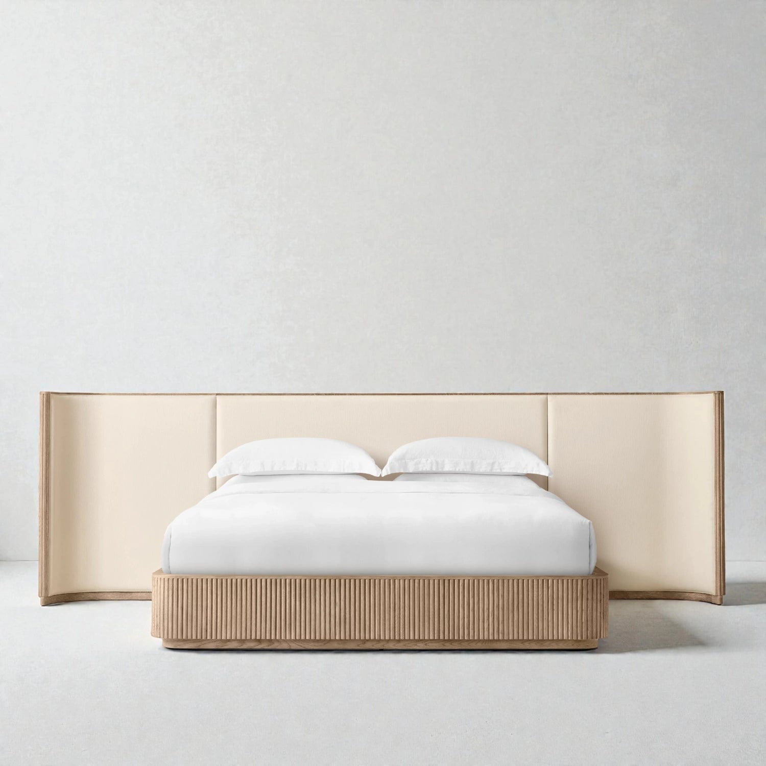 Baron Solid Teak Wood And Fabric Upholstery King Size Bed