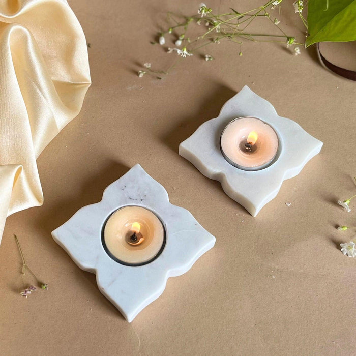 Design Marble Tea Light Holder Set of 2 | Candle Holder Stand