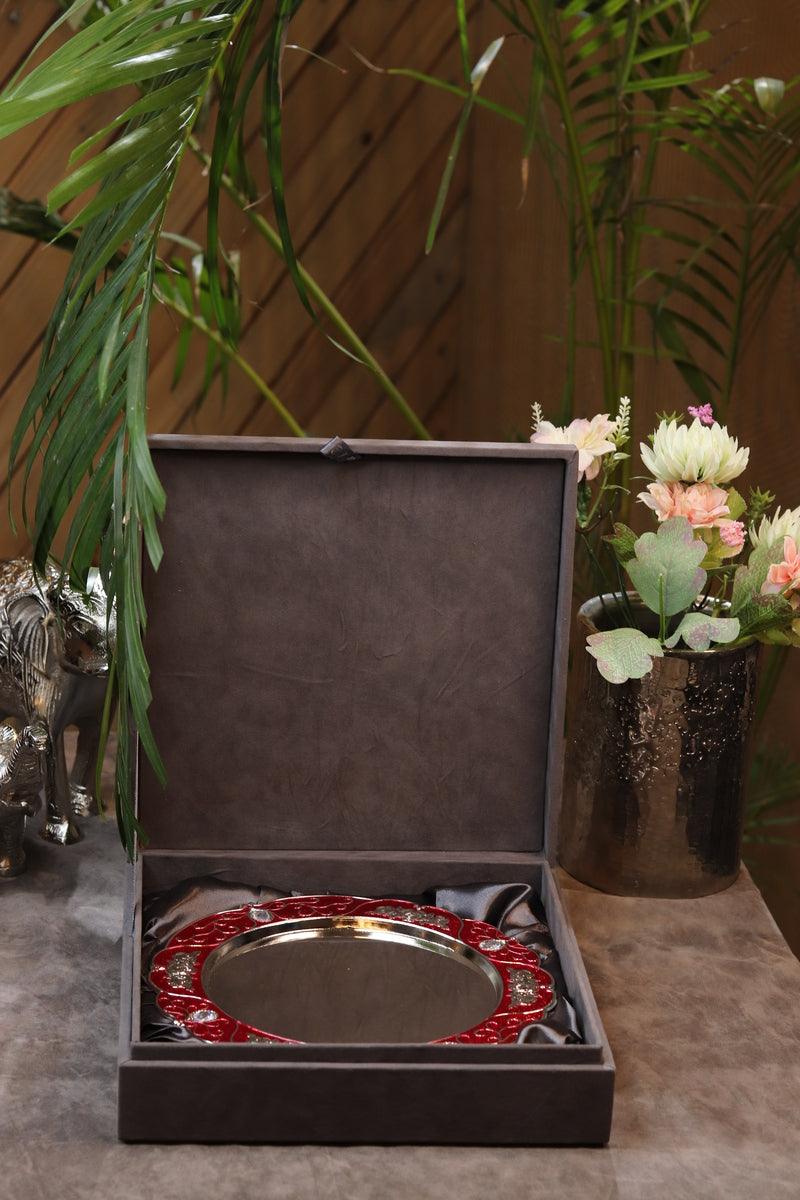 Red Meena round Tray