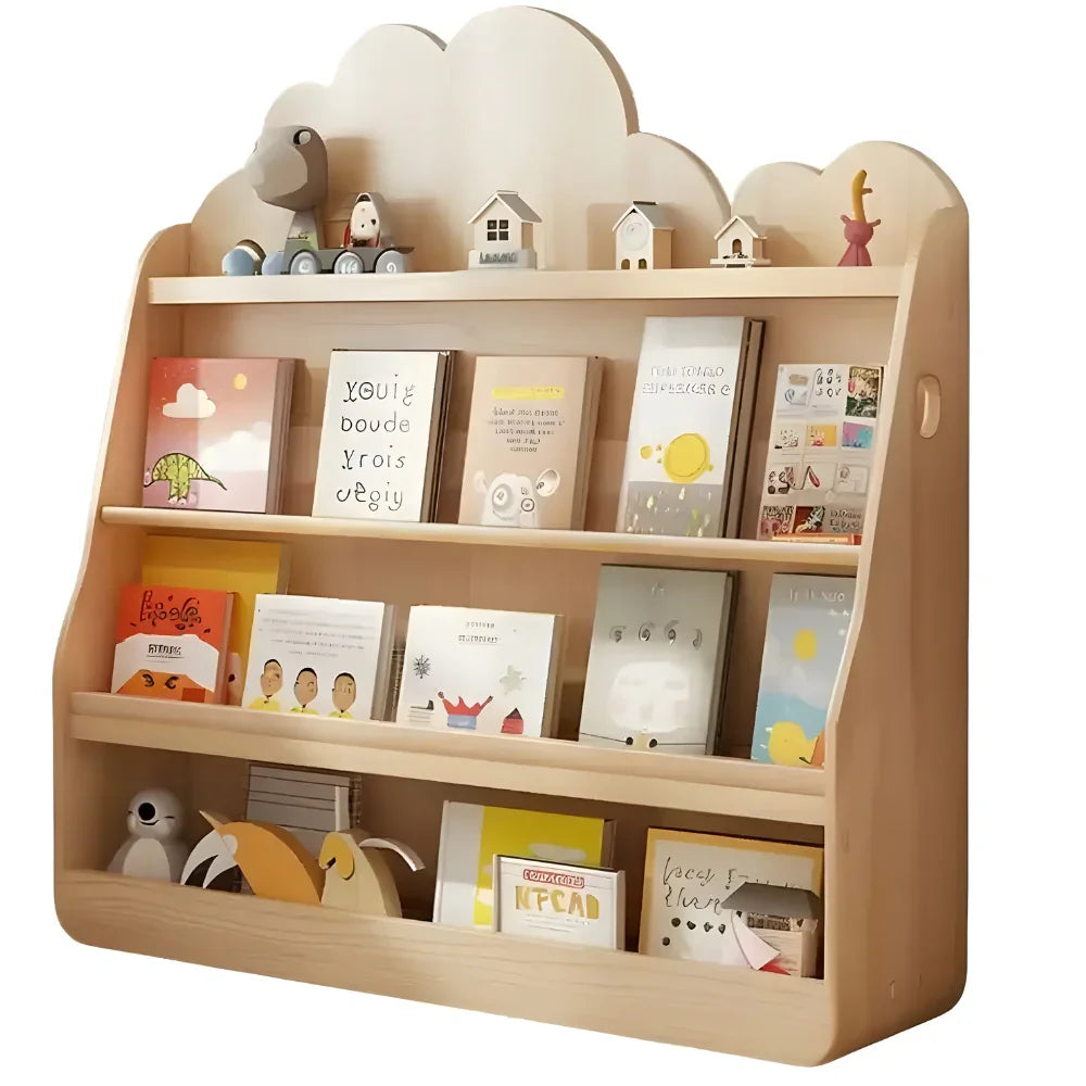 Elegant Bookcase for Kids Wooden Bookshelf with Storage