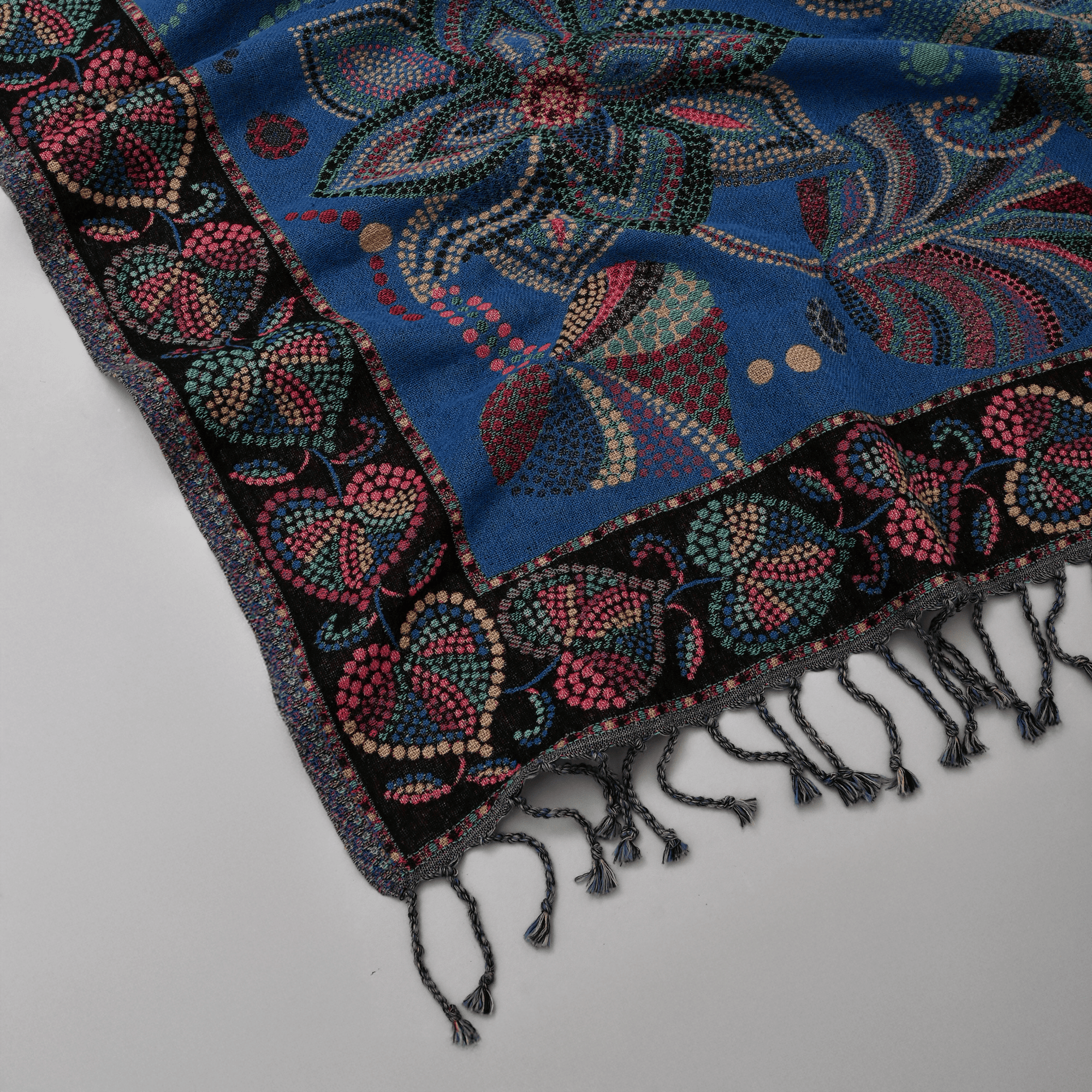 Bohemian Bloom Throw Blanket  Boho Cotton Wool Sofa Throw for Living Room & Bedroom Decor