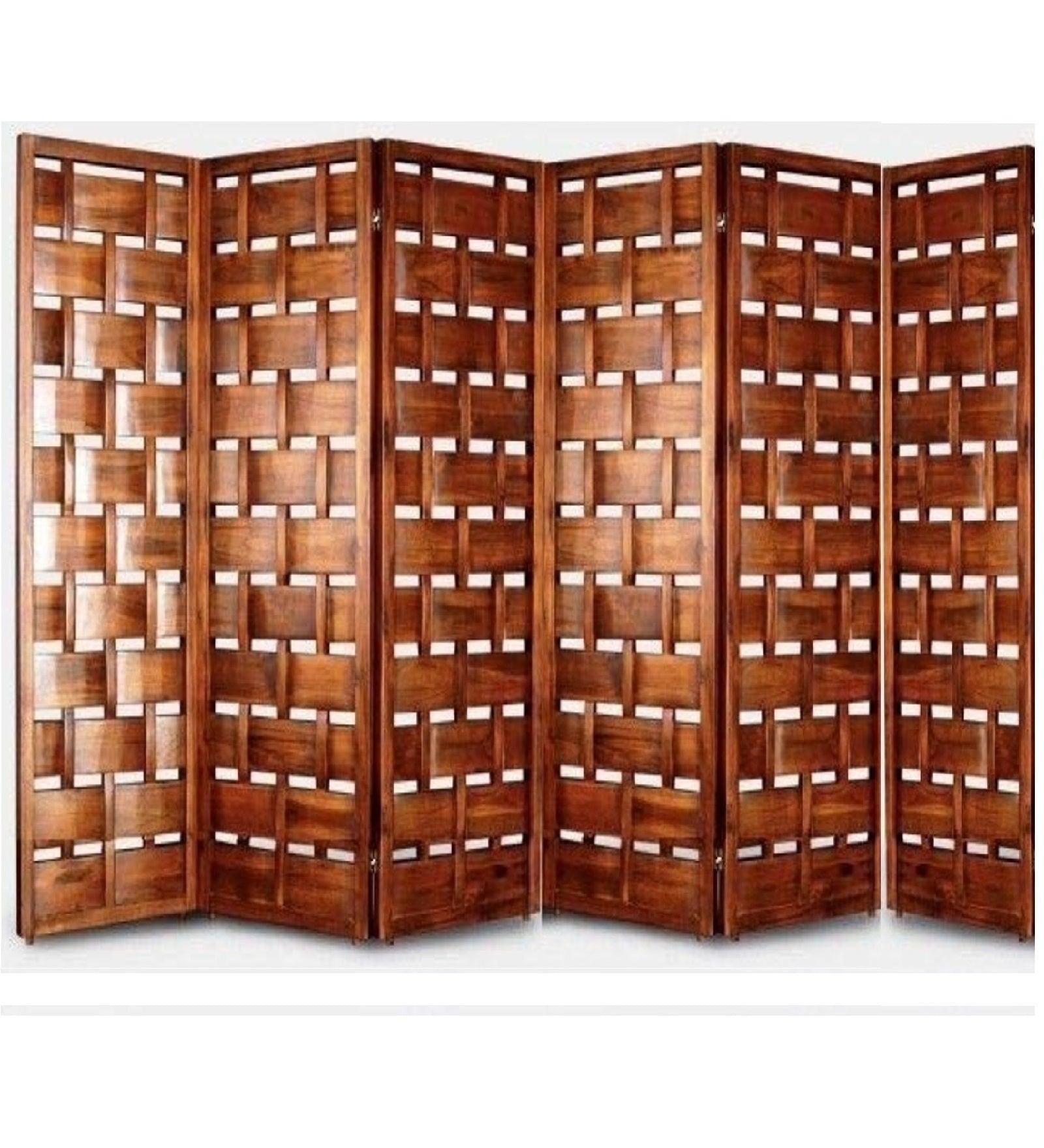 Wooden Room Divider with Mango Frame and MDF Jali Panels