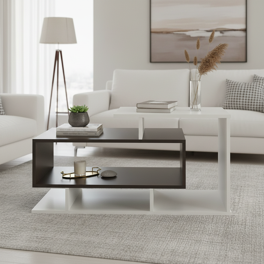 Coffee Table for Living Room with Storage Shelf - Fabelio