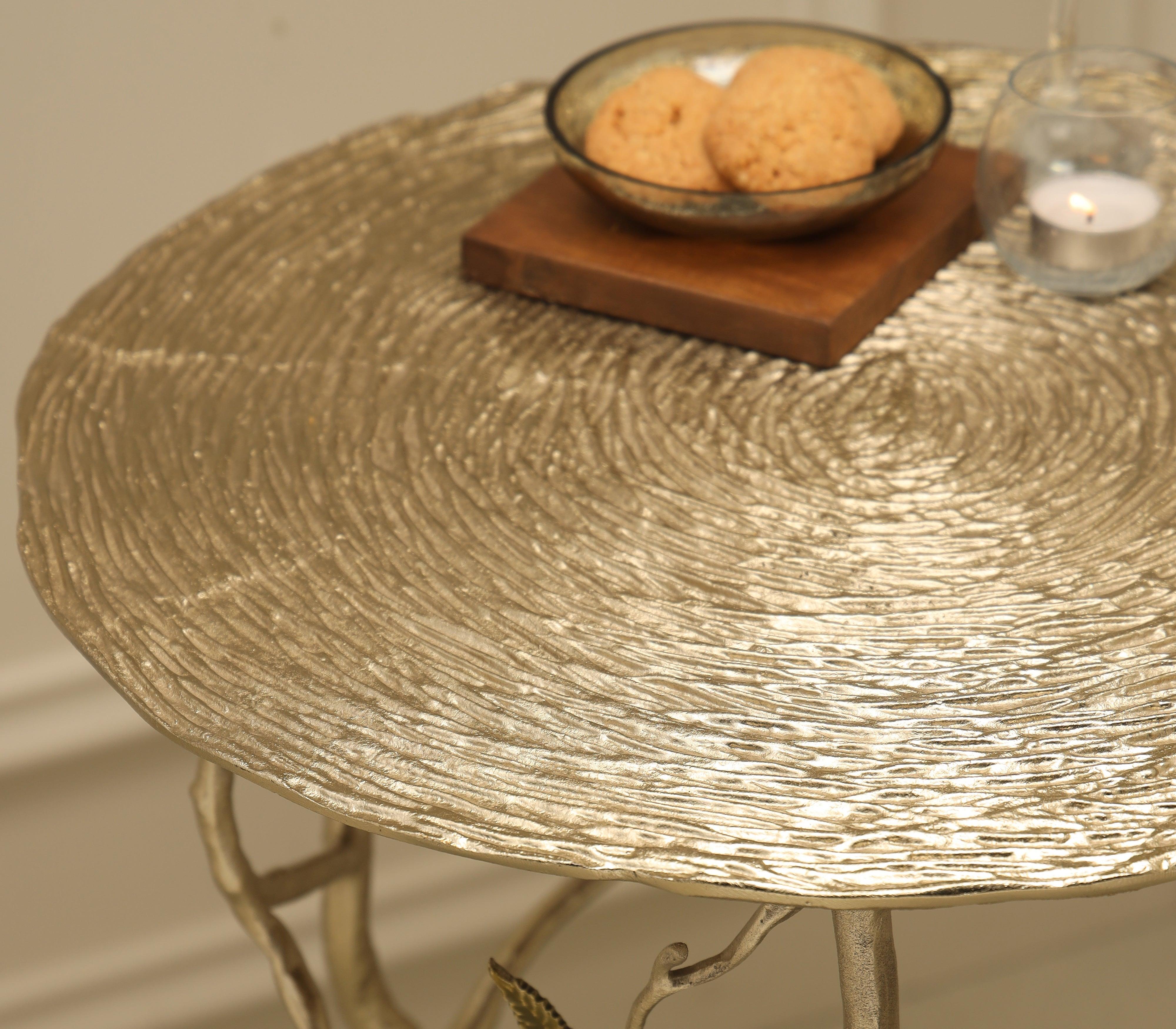 Tendrils Gold Side Table for Living Room | Decorative Small Corner Table | Designer End Table