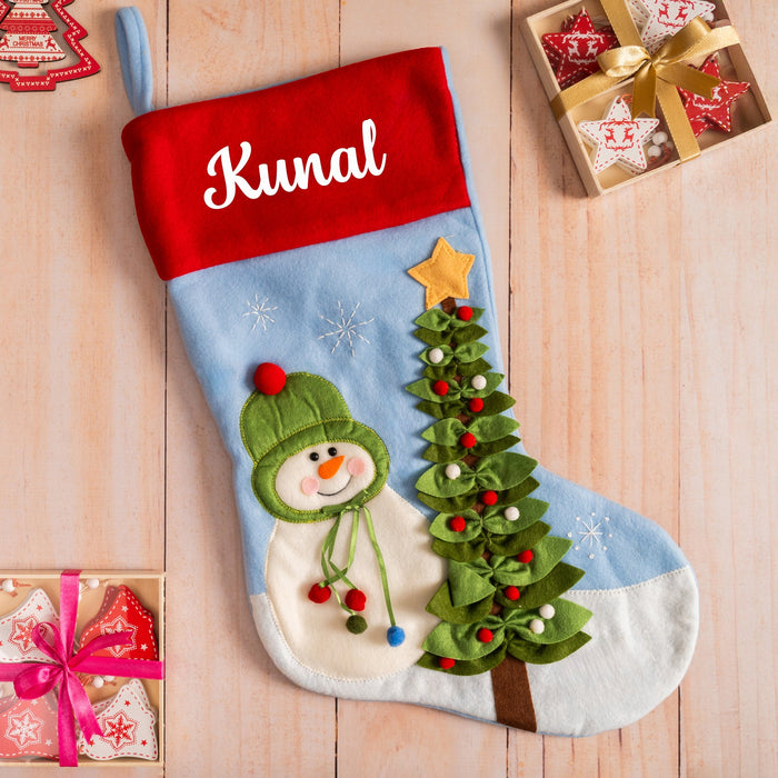 Personalized Snowman Stocking | Custom Holiday Decor Sock