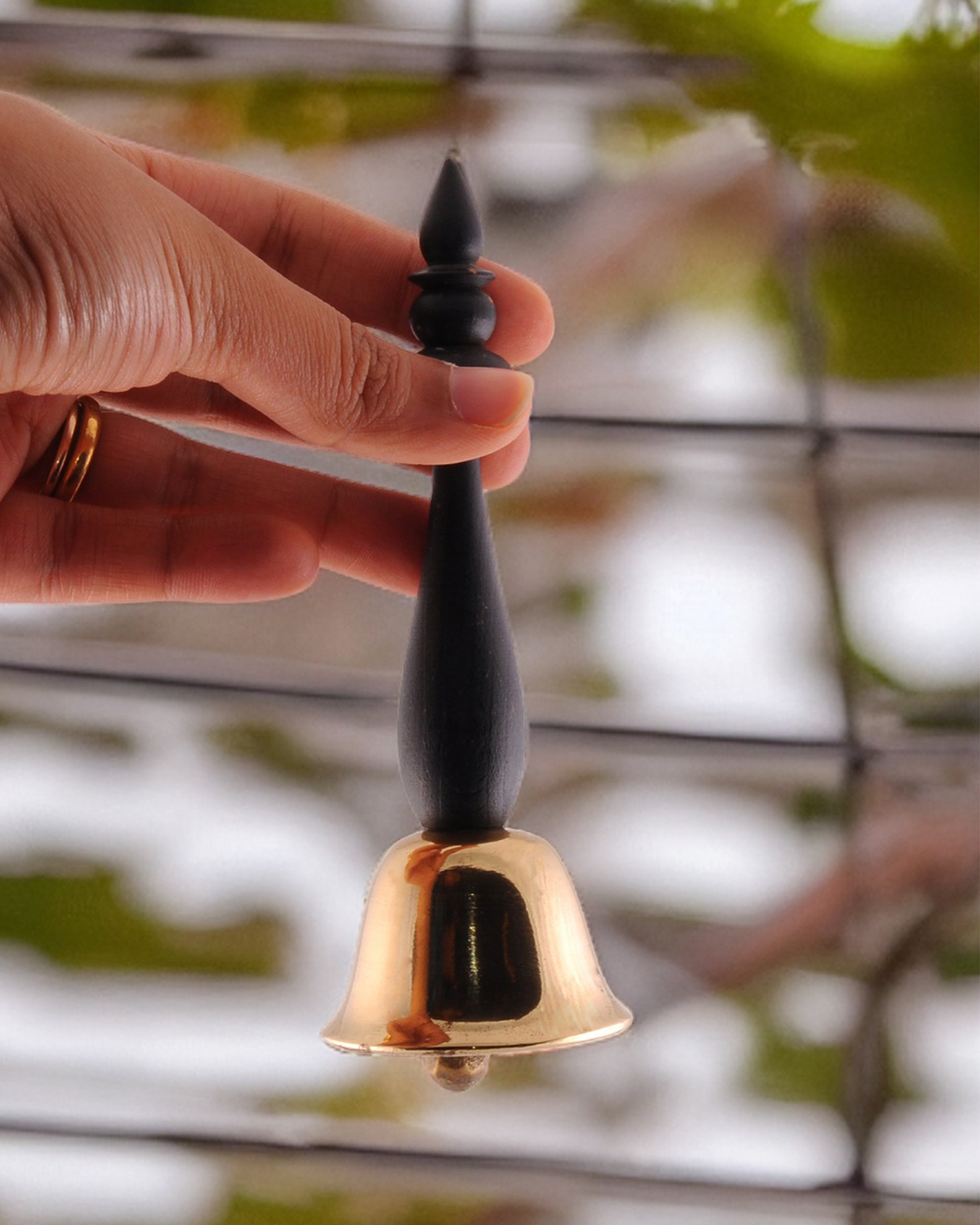 Brass & Wooden Temple Bell | Handcrafted Decorative Bell for Home Décor
