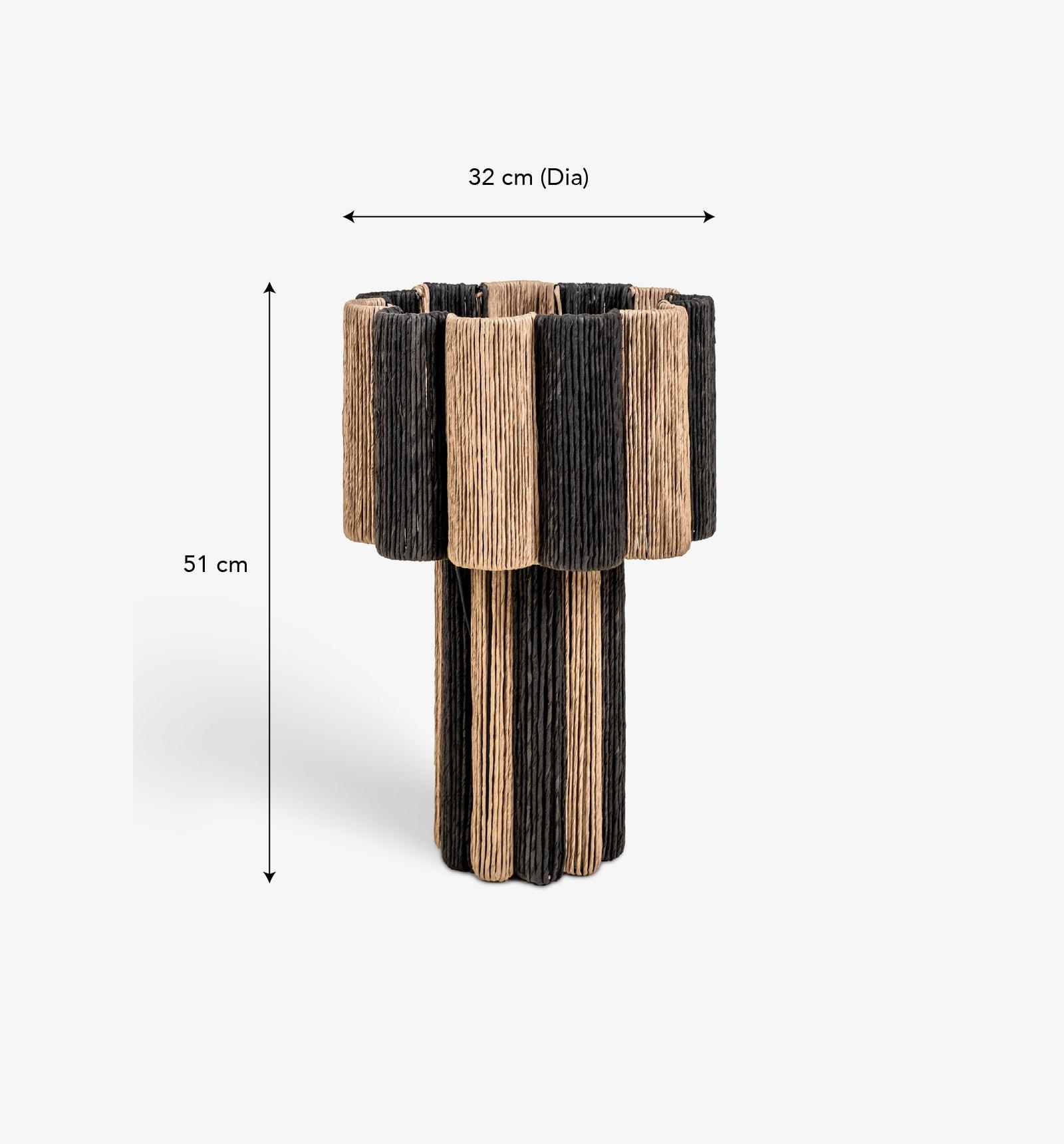 Kenji Black Table Lamp | Rafia & Metal Designer Desk Lamp for Living Room