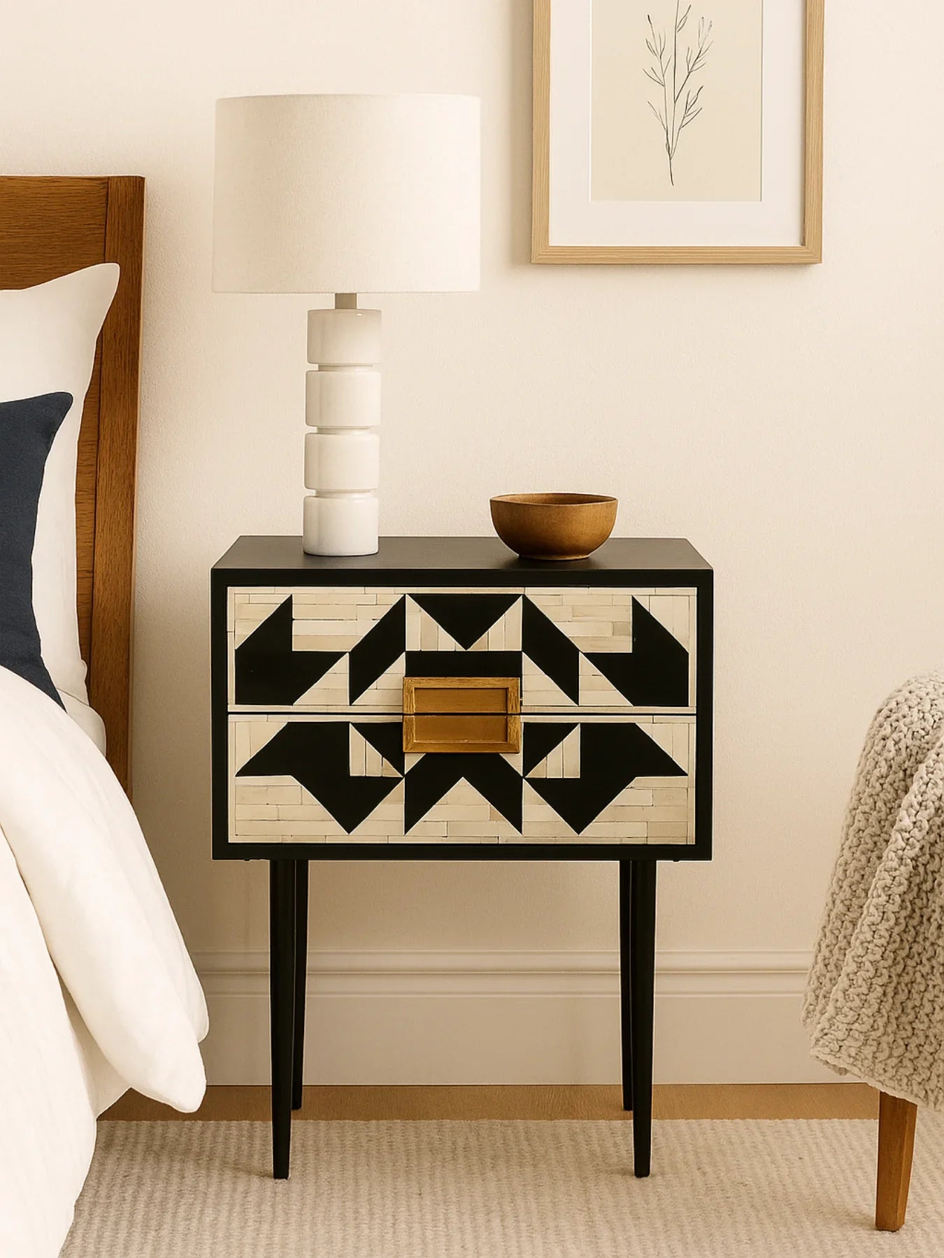 Inlay Marvin Bedside Table with Legs - Kingsley