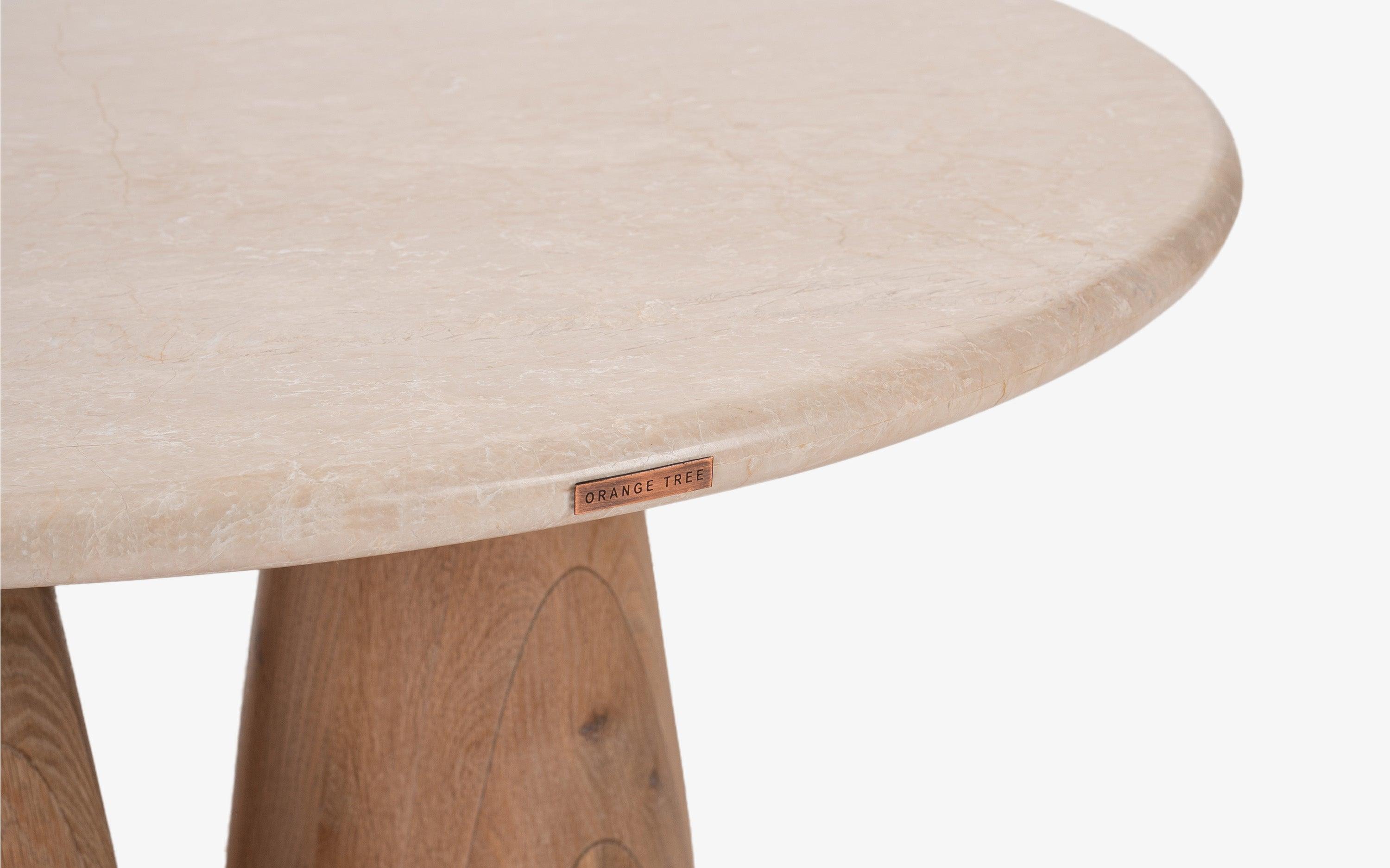 Hump Oak Wood & Marble Top Center Table For Living Room | Wooden Coffee Table | Sofa Table