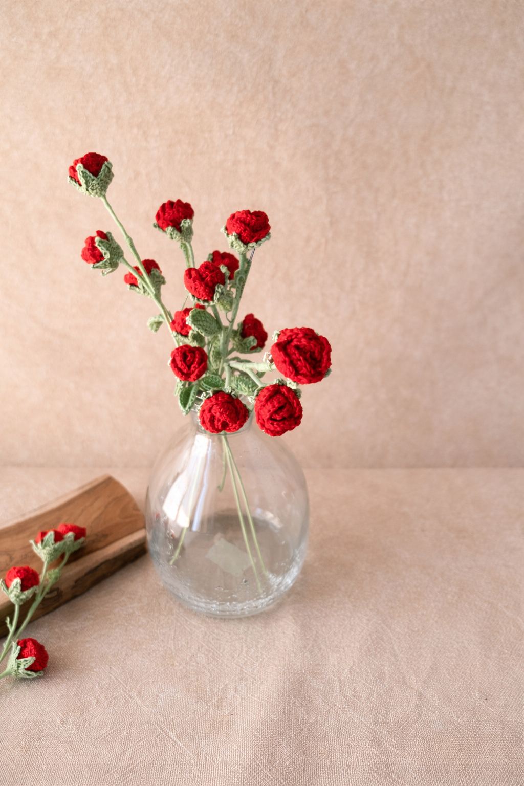 Crochet Red Mini Rose Set of 2
