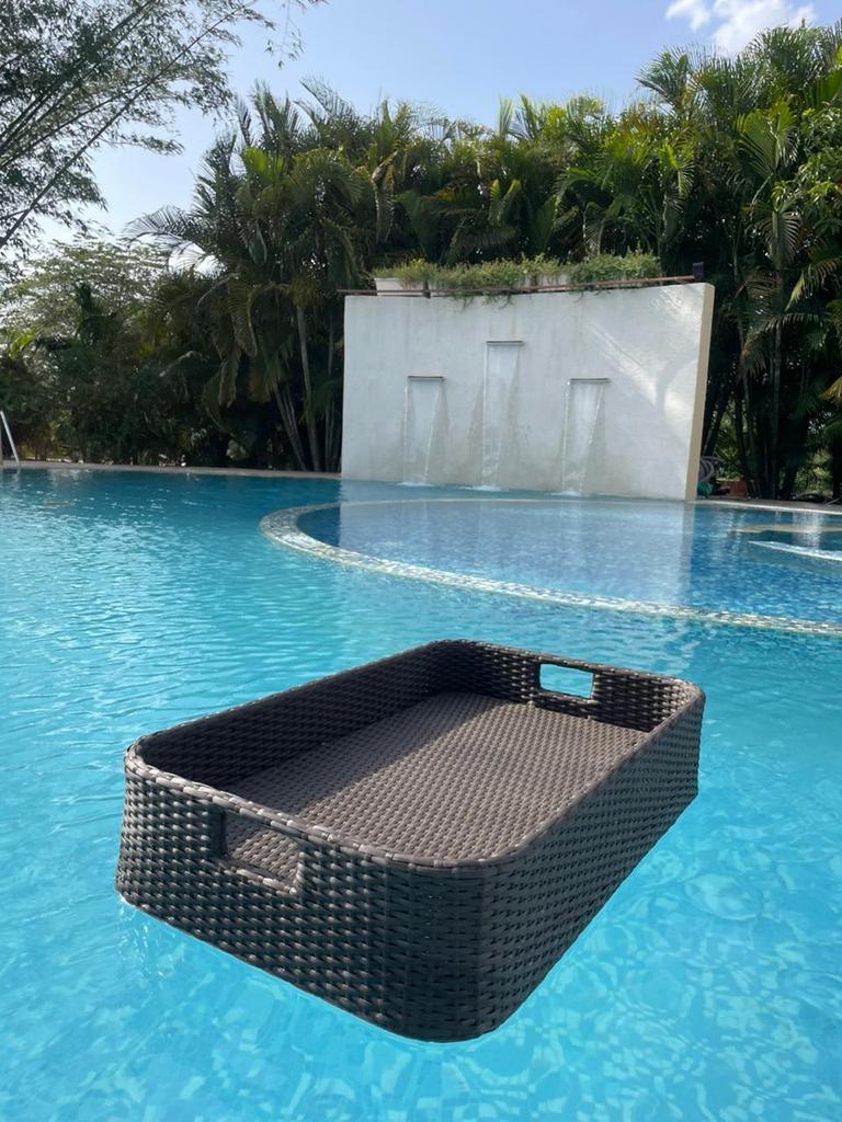 Luxury Brown Rectangle Floating Serving Tray