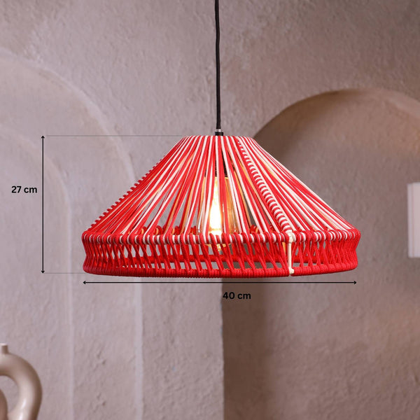 Rouge Radiance Red And Natural Rope Pendant Lamp