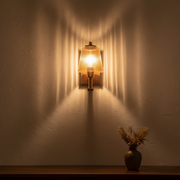 Copper Wall Sconce | Ribbed Glass Shade & Modern Wall Light Lamp Home Decor