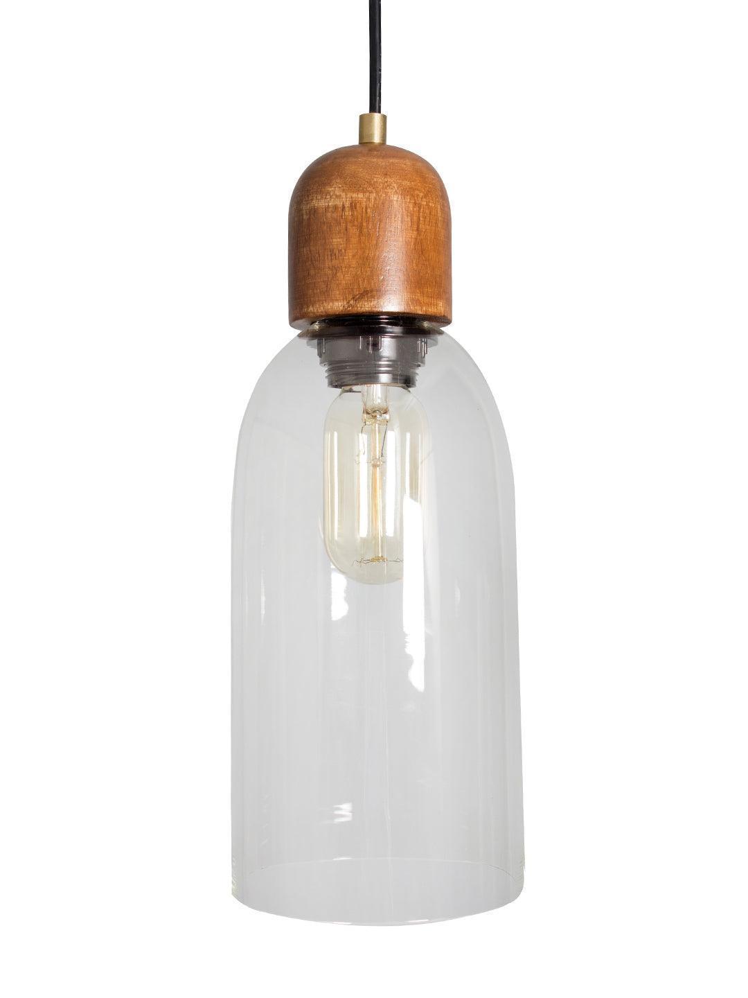 Modern Glass & Wooden Hanging Ceiling Light Lamp For Indoor & Outdoor Decoration