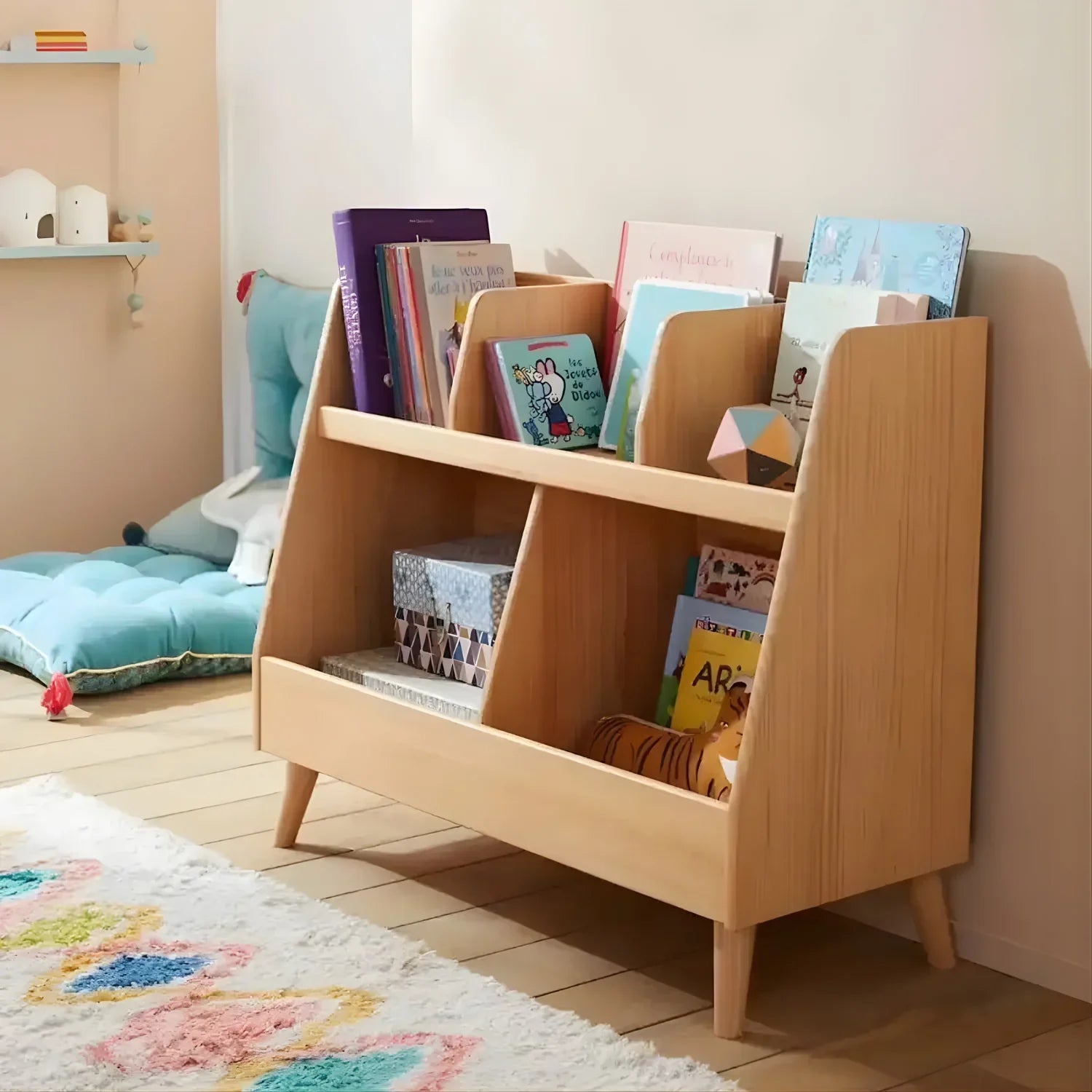 Stylish Bookshelf Open Bookcase, for Baby Books Space-Saving Storage