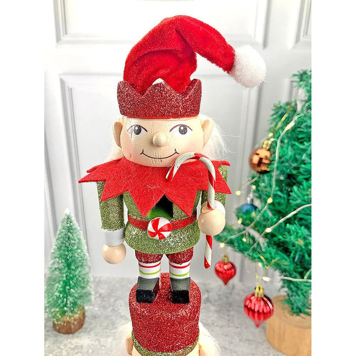 3-Tier Stacked Wooden Elves Christmas Table Decor Centerpiece