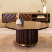 Kotaro Gold Designer Coffee Table | Wooden Center Table for Living Room | Acacia Wood Tea Table