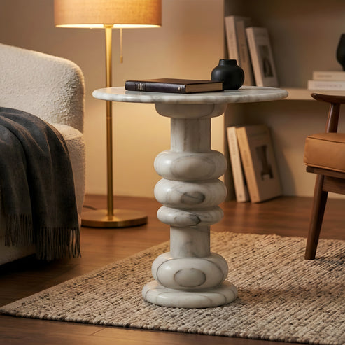 Noor Sculptural Marble Side Table